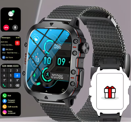 Military Smart Watch – IP68 Waterproof with Bluetooth Calling