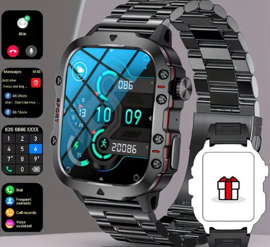 Military Smart Watch – IP68 Waterproof with Bluetooth Calling