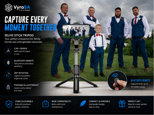 40" Phone Selfie Stick Tripod with Wireless Remote & 360° Rotation