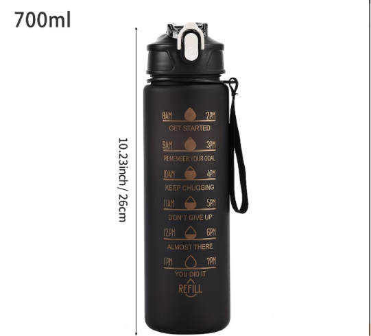 Frosted Motivational Water Bottle Set – 3-Piece (300ml, 700ml & 2000ml)