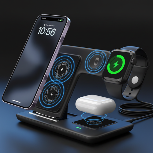 3-in-1 Wireless Charger Black - Dark Premium