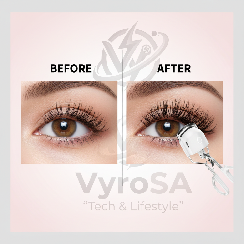 Before and after lash results with VyroSA logo